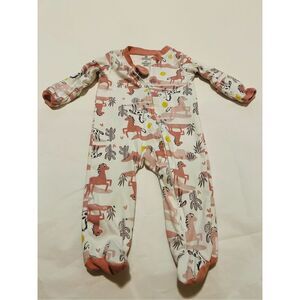 Honest Baby 100% organic cotton pink and white horse print sleeper